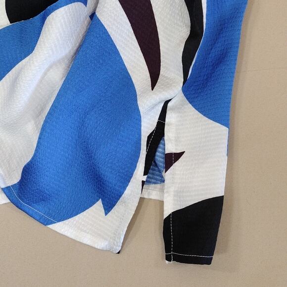 Liz Claiborne Plus Size Blue Black Geometric Pattern Cuffed Sleeves Formal Shirt - Picture 11 of 12